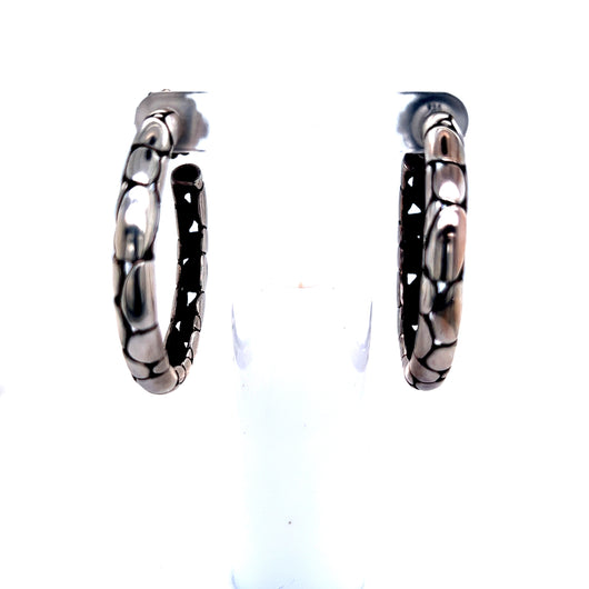 John Hardy Estate Pebble Hoop Earrings Sterling Silver JH21