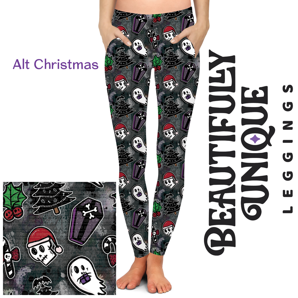 Pink Christmas Leggings Pants Holiday Festive Cute