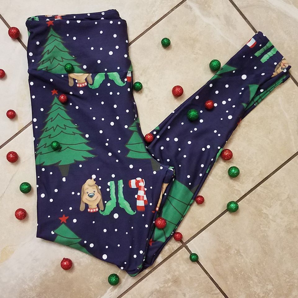 Tc2 Lularoe Leggings Christmas Ornament Poinsettia Holiday Design