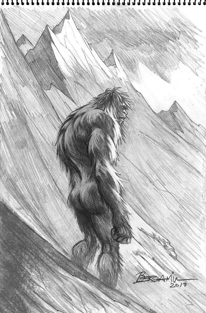 The Yeti. Original Pencil Drawing Bergamin Art