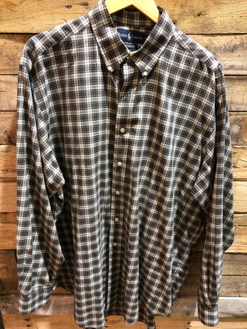 Vintage Ralph Lauren s/s Fall plaid button-down/Made in USA/Sz