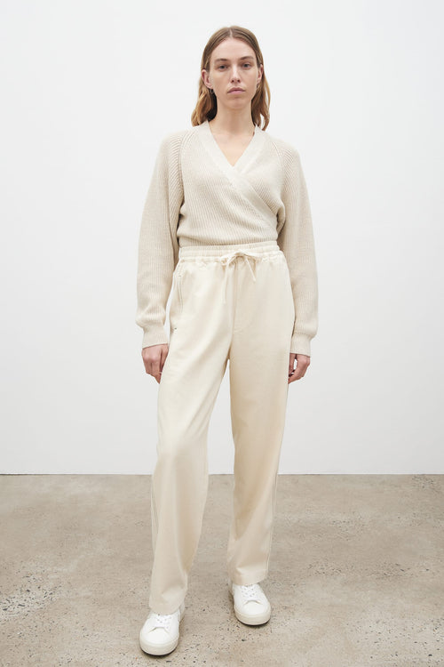 Drawcord Pants - Taupe, Wide Leg Pant, Organic Cotton