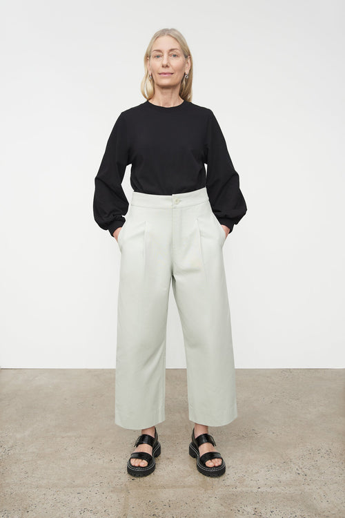 Wide Leg Pant - Black, Relaxed Fit, Elastic Waistband