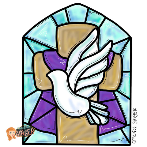 Easter Cross and Dove Stained Glass Cutouts and Kits