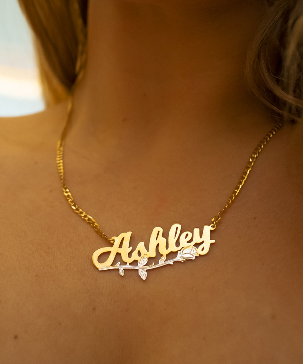 THE ROSE NAMEPLATE NECKLACE