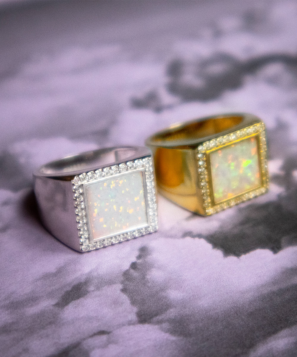 AMIR OPAL SQUARE SIGNET RING