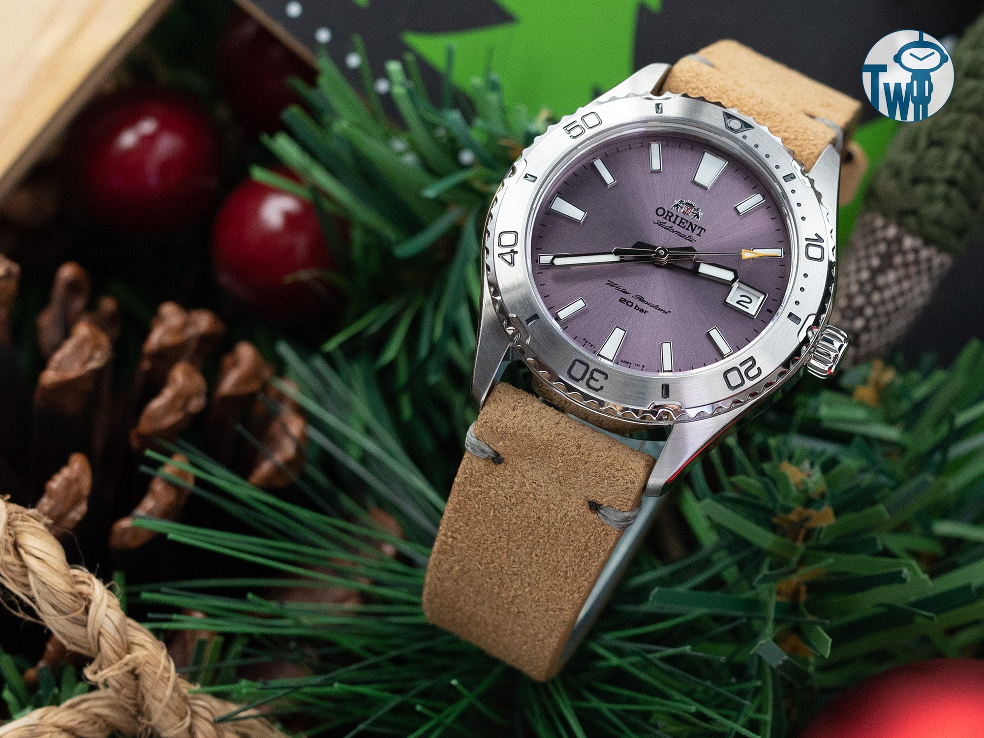 Orient東方錶 Water Resistant 系列 潛水錶風格 RA-AC0Q07V Lilac 紫色 配上 皮革錶帶｜太空人腕時計TW