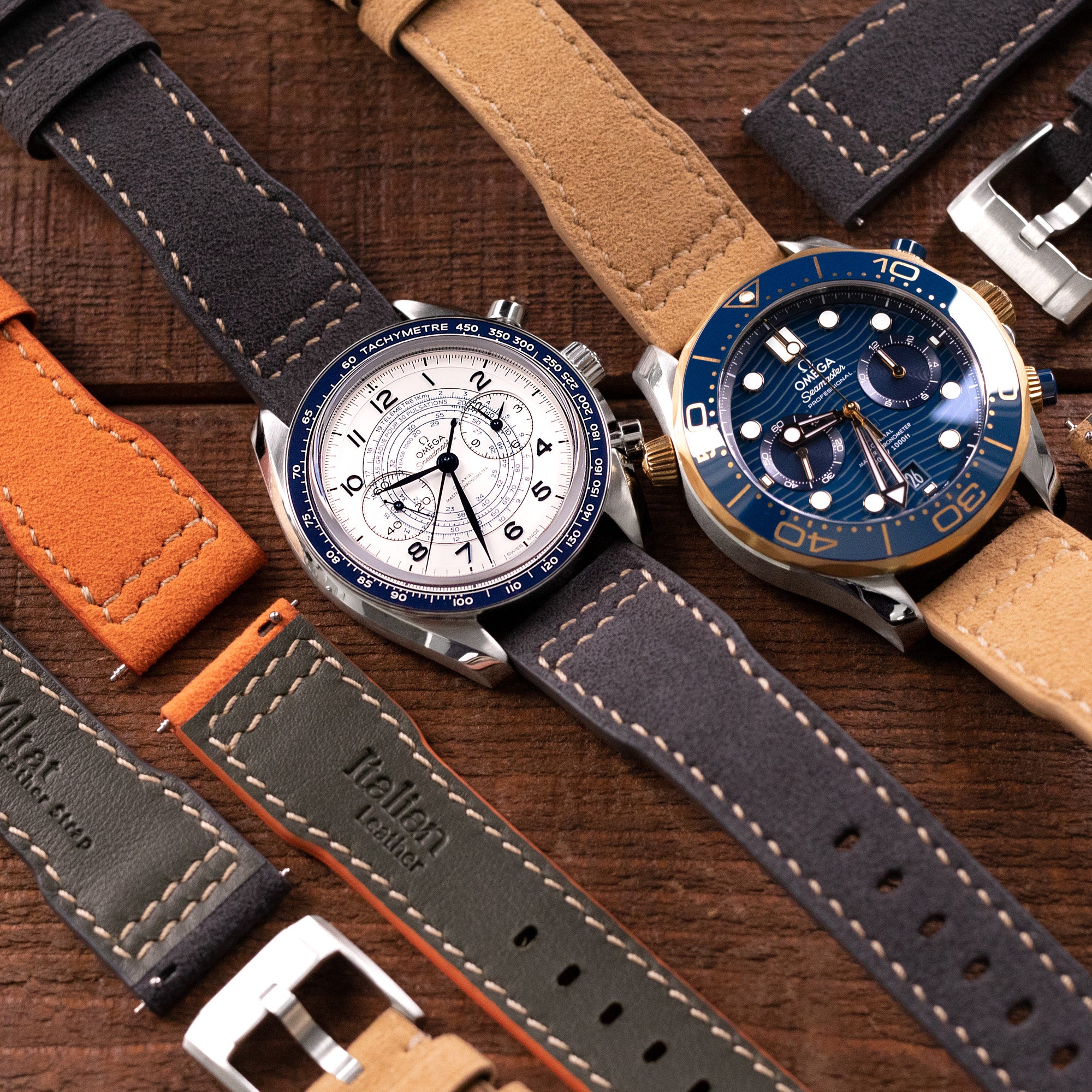 IWC萬國錶 和 OMEGA歐米茄 手錶三重奏 Alcantara 錶帶（由太空人腕時計TW提供）