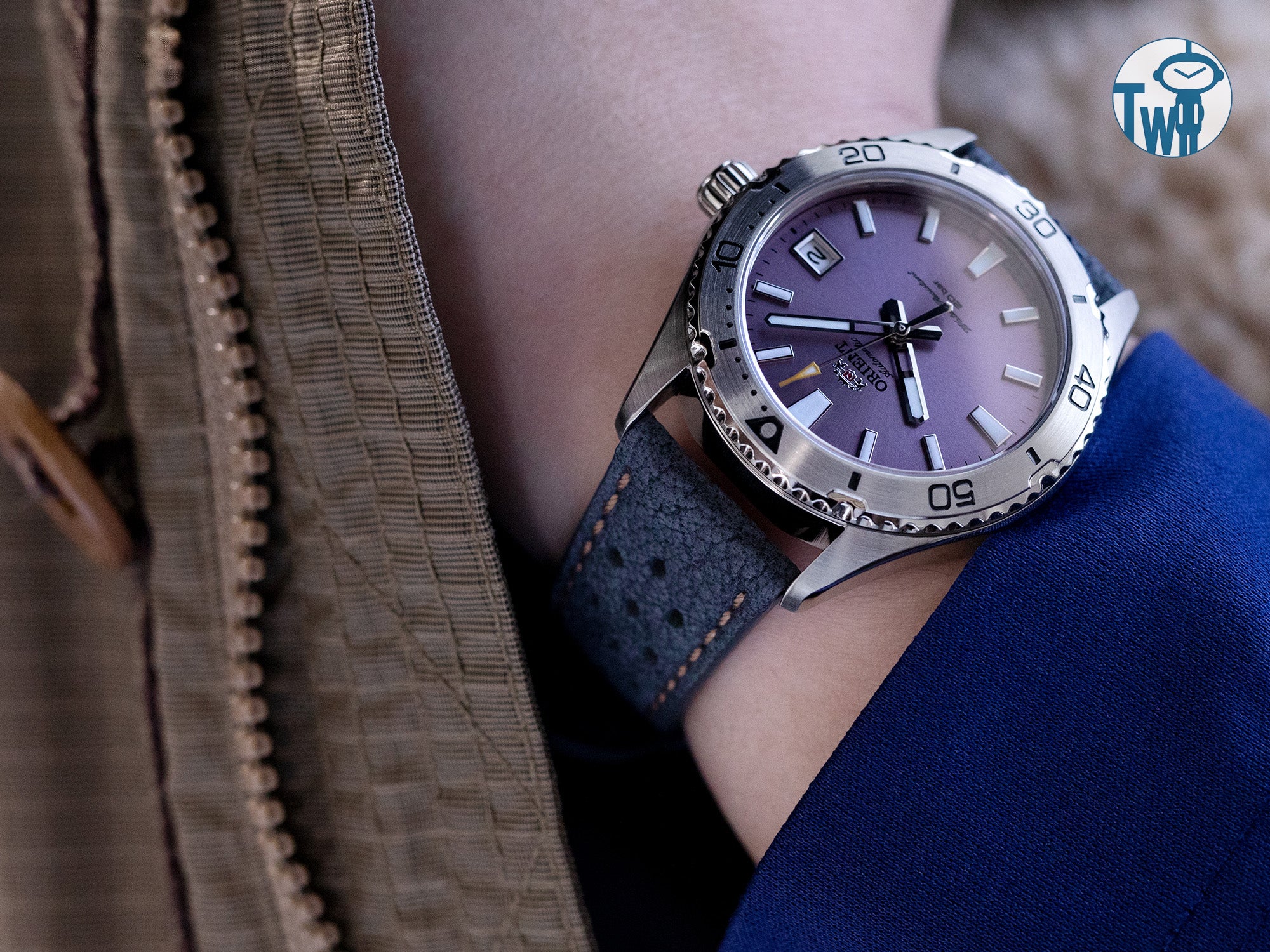 Orient東方錶 Water Resistant 系列 潛水錶風格 RA-AC0Q07V Lilac 紫色 配上 磨面牛皮錶帶｜太空人腕時計TW