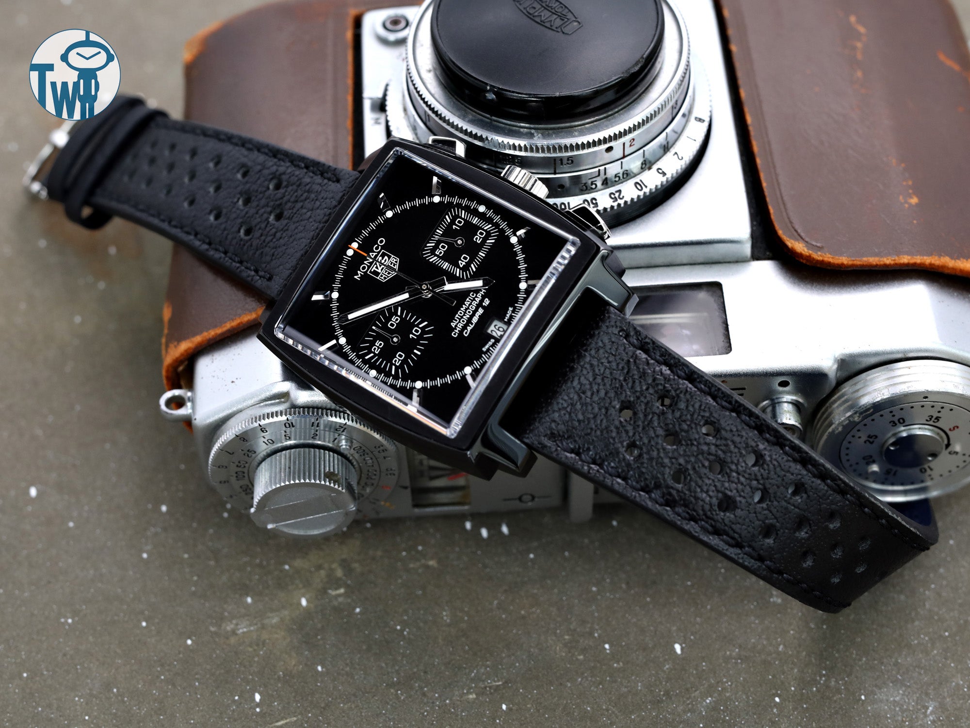 太空人腕時計TW用Pebble Grain Leather 植鞣牛皮革錶帶搭配TAG Heuer泰格豪雅 Monaco計時碼錶
