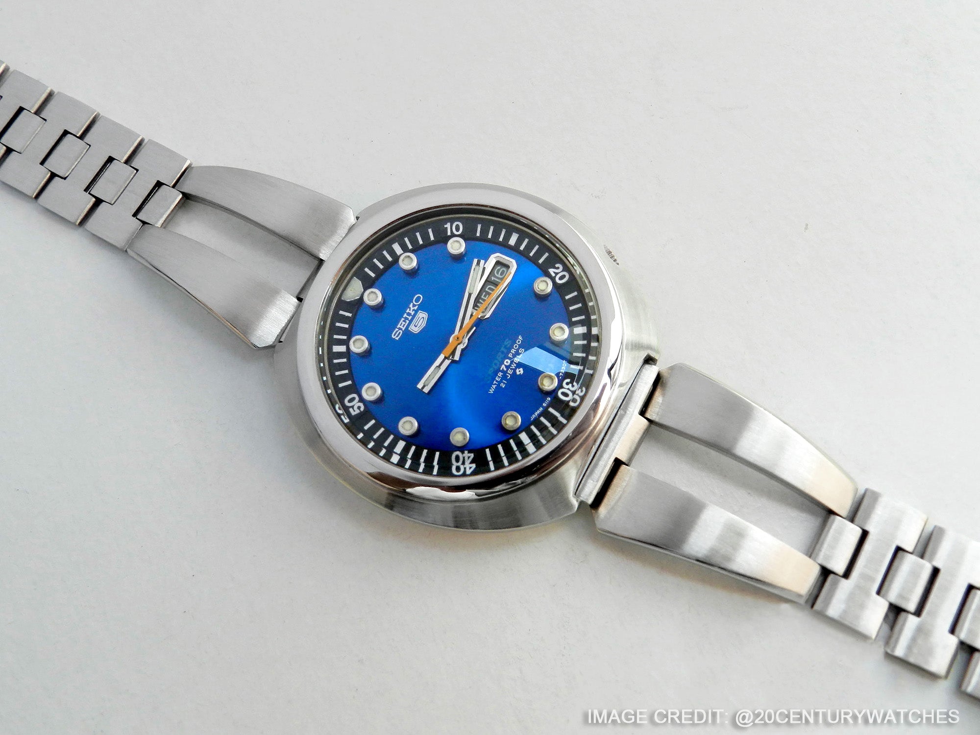 精工Seiko 5 Sports藍色Sushi 6119-7163手錶的拉力賽款式錶帶｜太空人腕時計TW