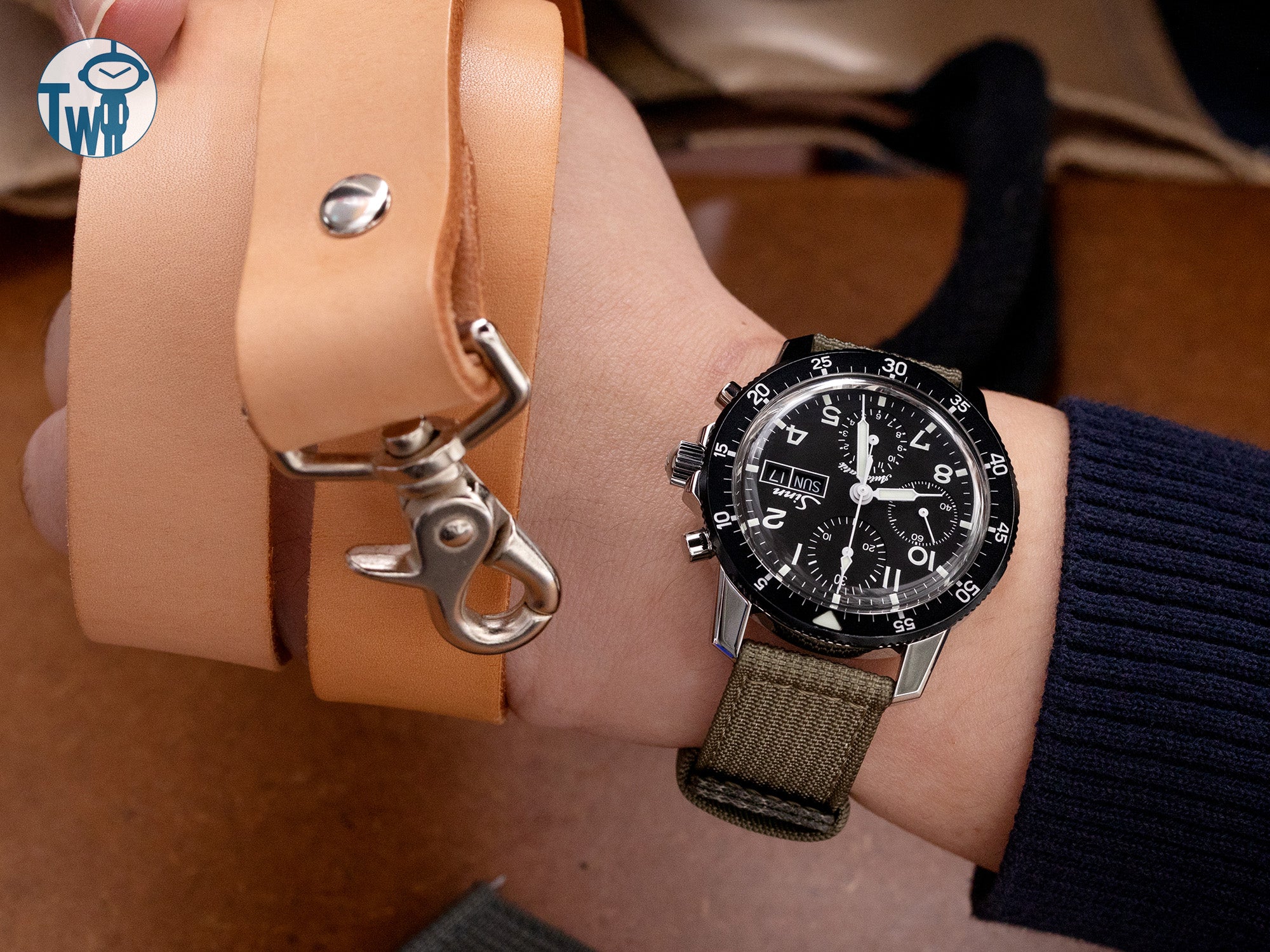 德國 Sinn 辛恩 103 ST 計時碼錶 搭配 太空人腕時計TW 的 雙層羅紋尼龍 快拆錶帶。