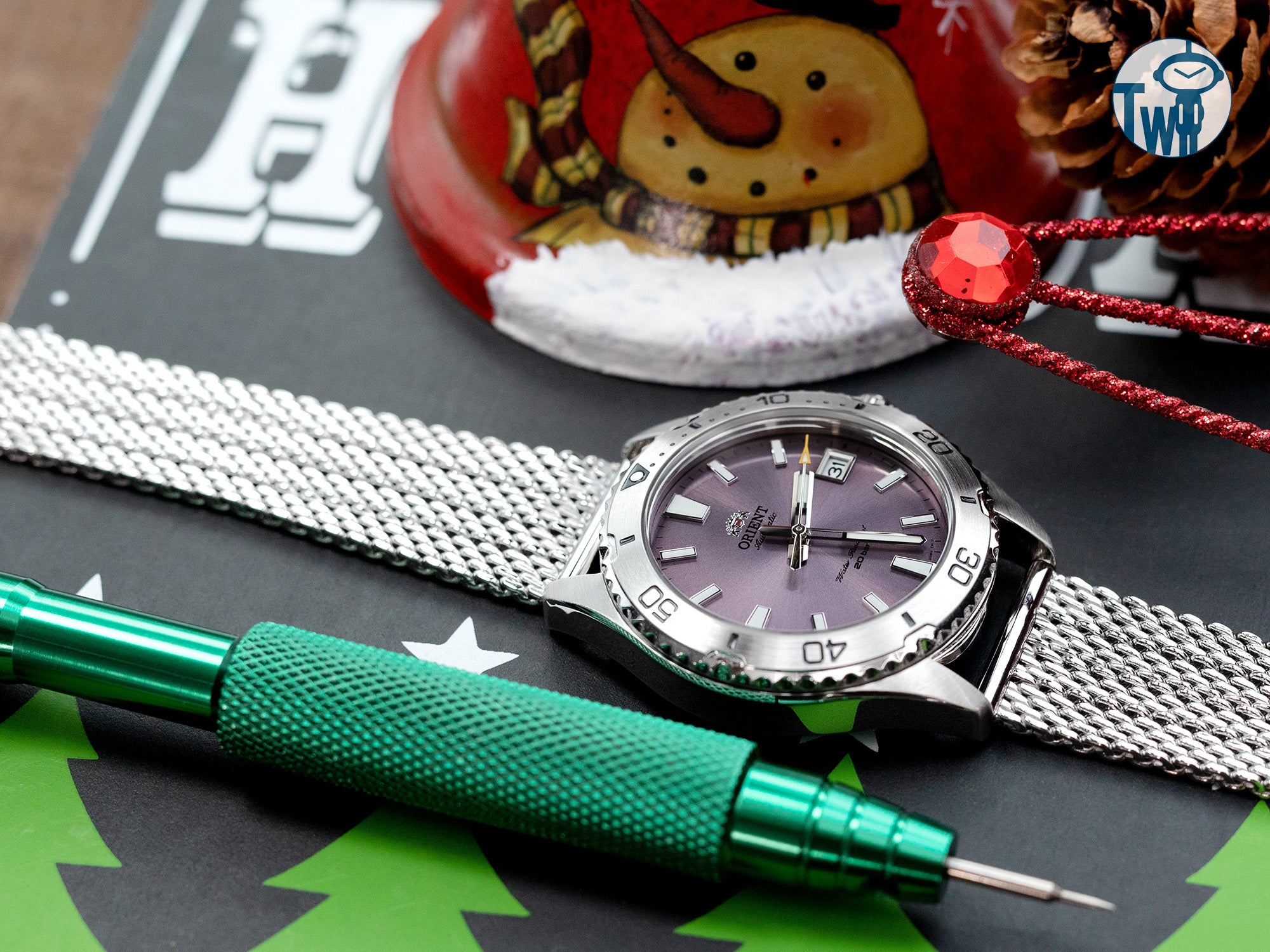 Orient東方錶 Water Resistant 系列 潛水錶風格 RA-AC0Q07V Lilac 紫色 配上 米蘭錶帶｜太空人腕時計TW