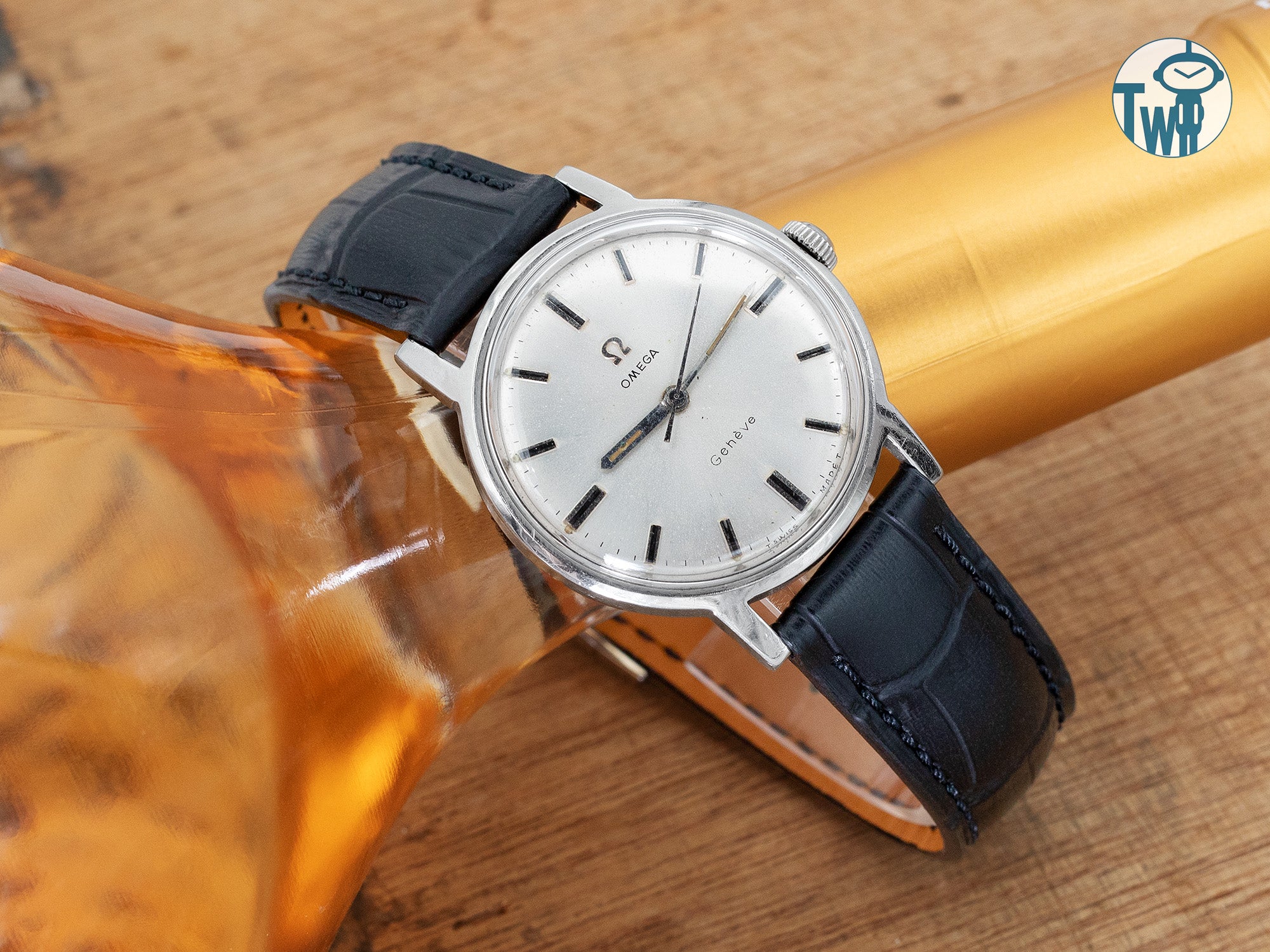 復古 OMEGA歐米茄 日內瓦手動上鍊腕錶，配有 18mm鱷魚紋錶帶｜太空人腕時計TW