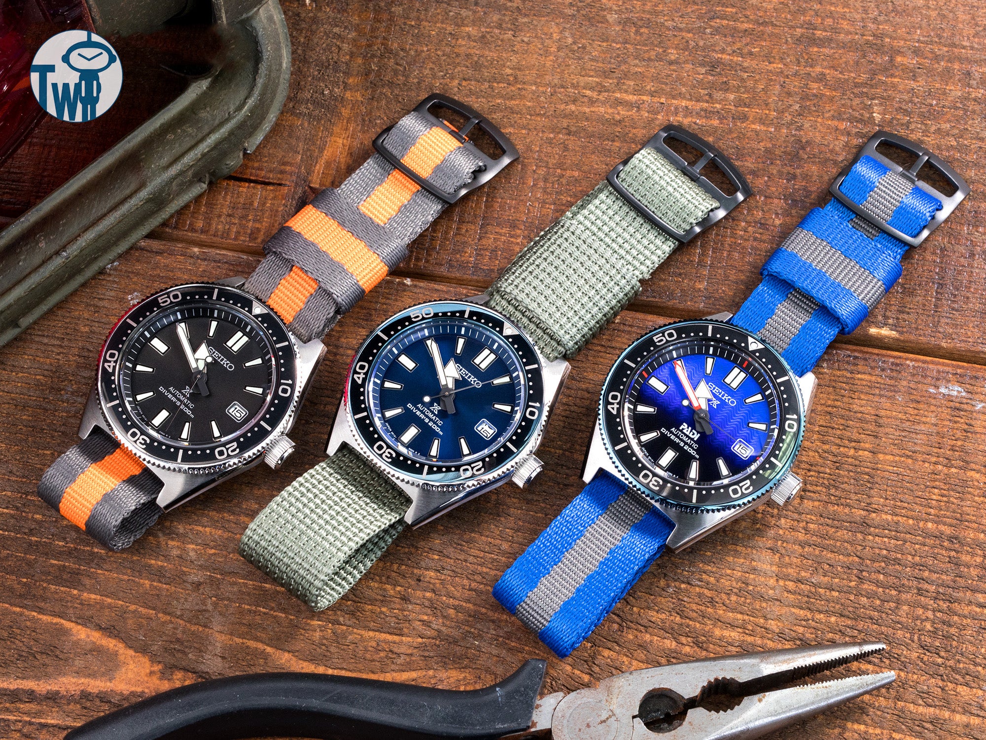 MiLTAT 皇家空軍RAF N7海軍藍色Nato錶帶與三款Seiko精工 Prospex 62MAS復刻版手錶完美協調，增添了一份運動的時尚感覺。｜太空人腕時計TW