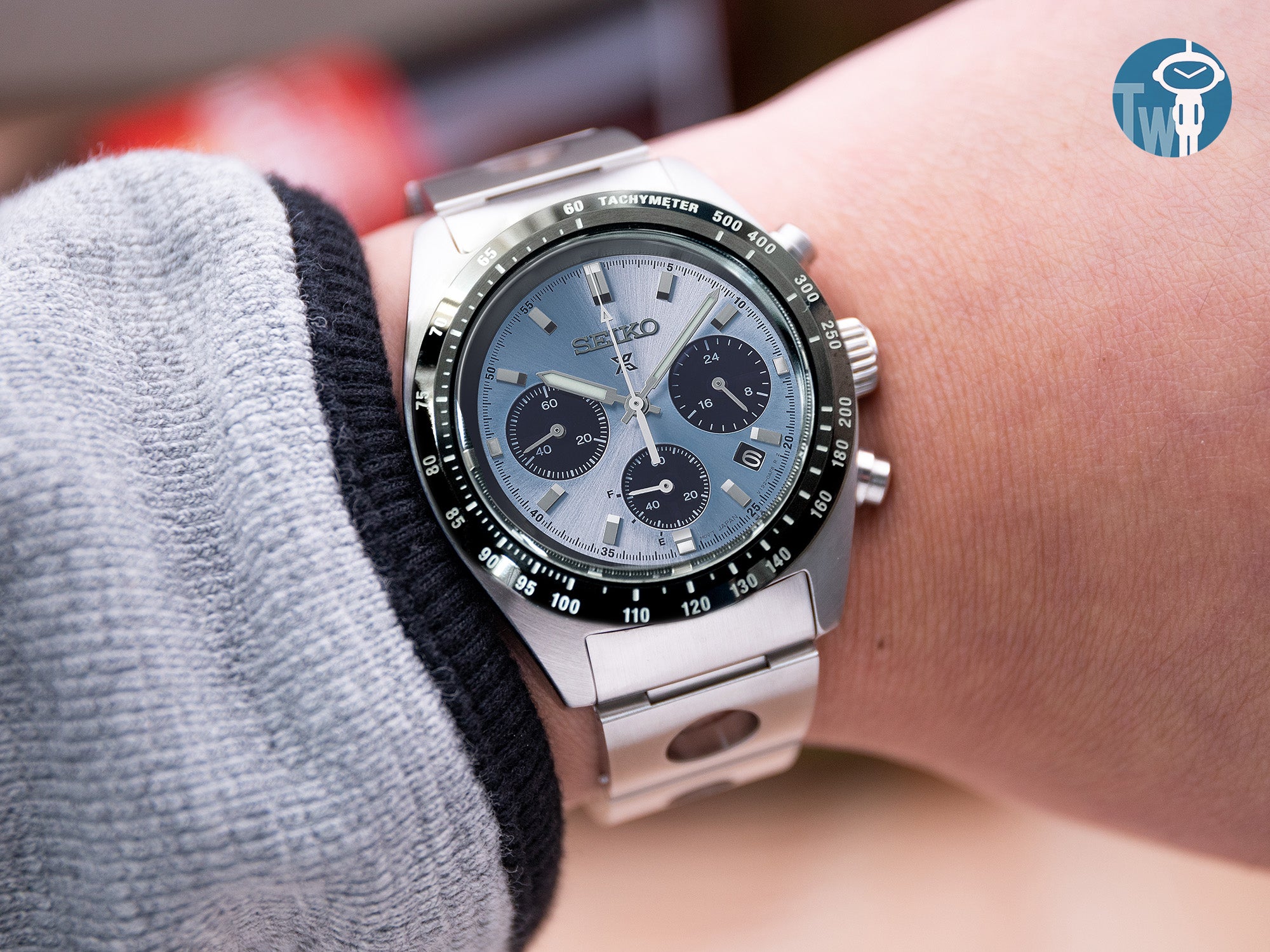 SEIKO精工 Speedtimer 冰藍錶盤 SSC909 太陽能計時碼錶 | 太空人錶帶TW
