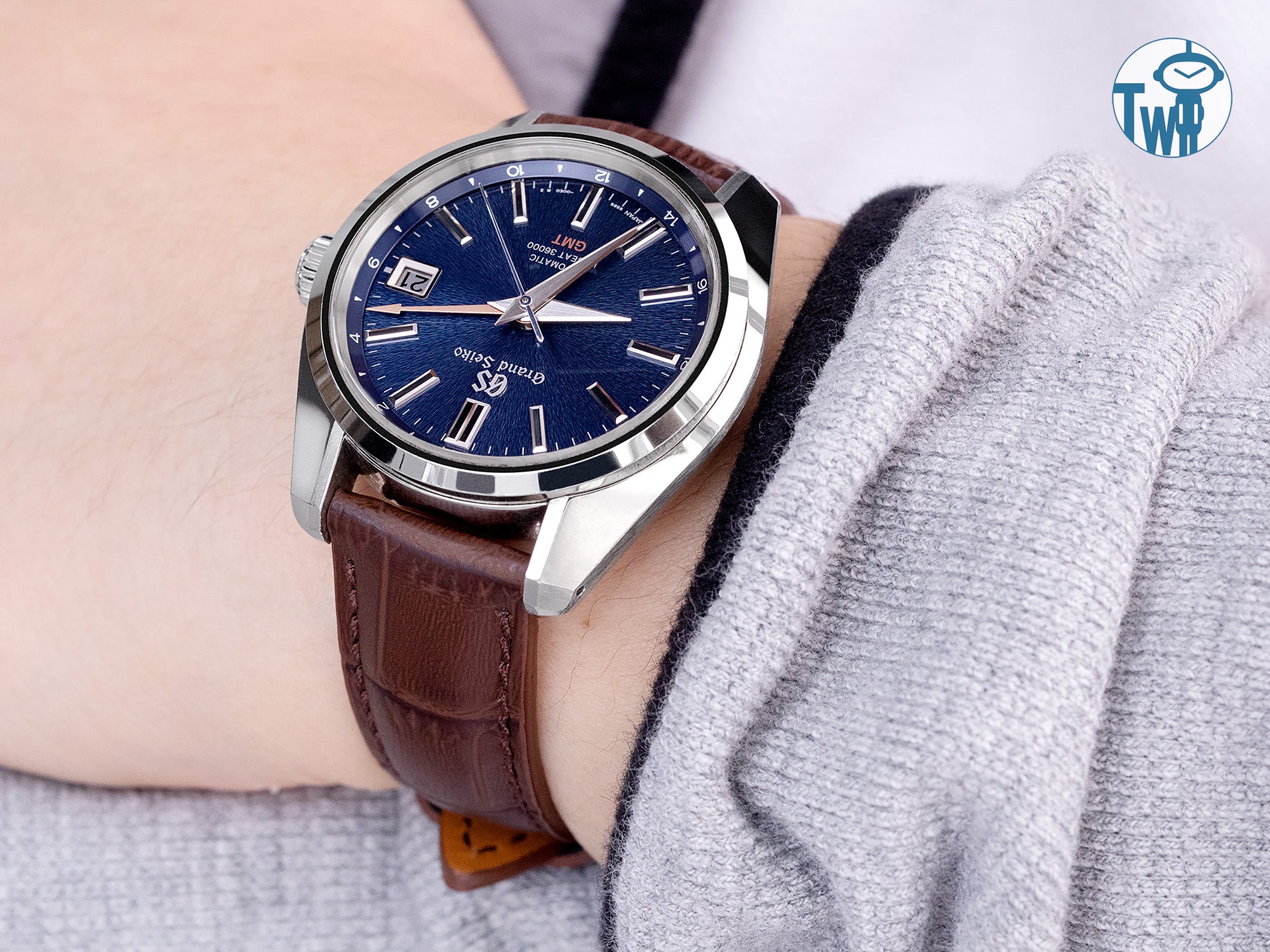 Grand Seiko SBGJ235 Hi-Beat 36000 GMT 手錶搭配 19mm 鱷魚紋錶帶｜太空人腕時計TW