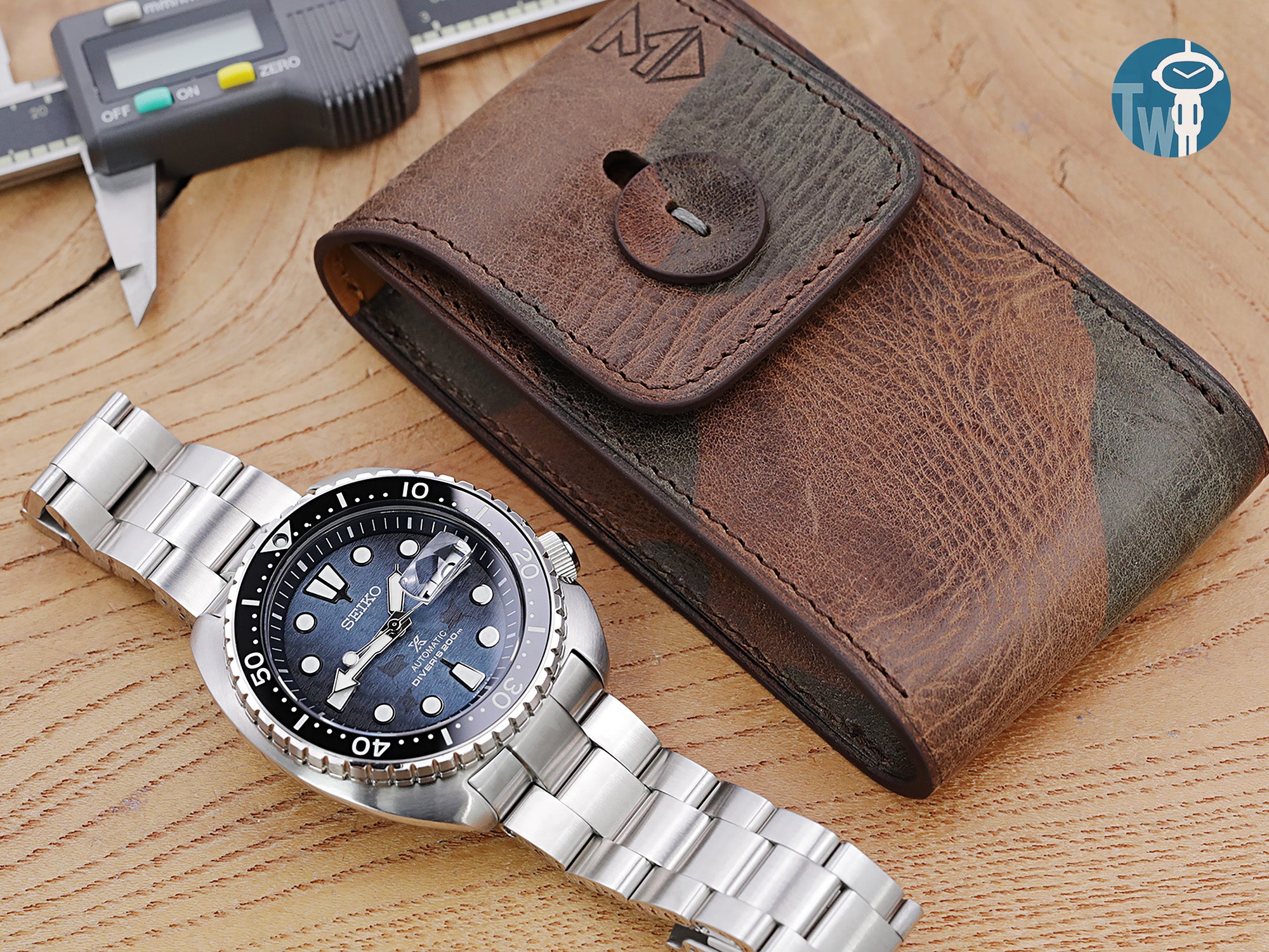 MT-3 意大利迷彩圖案皮革 腕錶收納袋 旅行單只錶包 可擕式手錶保護袋, 大號