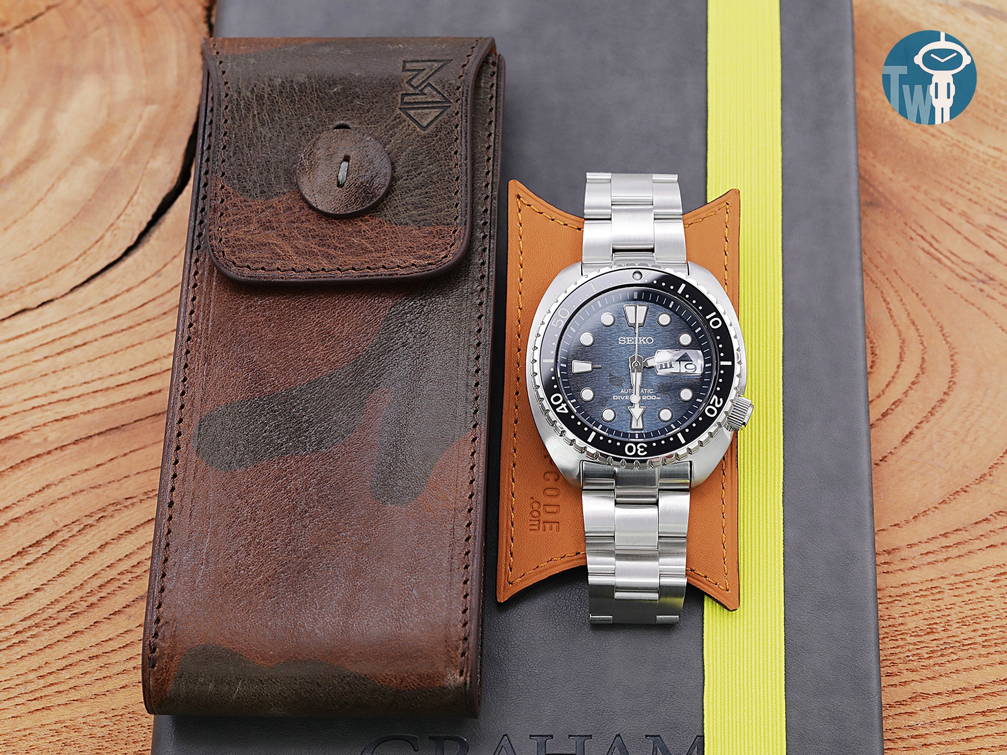 MT-3 意大利迷彩圖案皮革 腕錶收納袋 旅行單只錶包 可擕式手錶保護袋, 小號