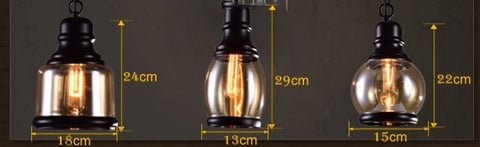 Loft Pendant Industrial Style Pendant Light in Iron and Glass for Chunky Retro Lamp style sizes
