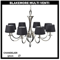 Blakemore Multi Chandelier Pendant Light 8 Lamp Hanging Black Ceiling Fixture 97cm E14 40W