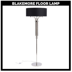 Blakemore Floor Lamp Circular Black Shade Nickel Standing Mood Light 60cm diameter