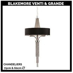 Blakemore Chandelier Pendant Light Circular Hanging Black Ceiling Lamp Fixture 75 VENTI 60cm GRANDE