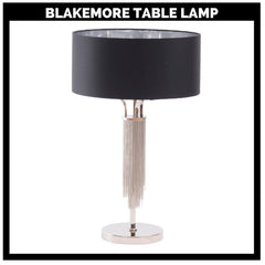 Blakemore Table Lamp Circular Black Shade Nickel Side Table Light 40cm diameter 64.5cm high E27 60W