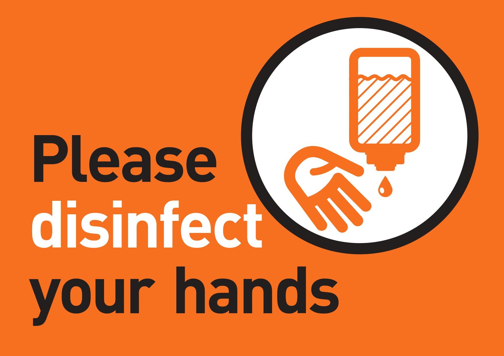 Please Disinfect Your Hands FREE Sign Design Orange