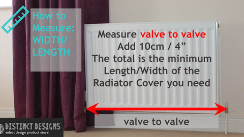 Measuring instruction for Radiator Covers - Length measured valve to valve