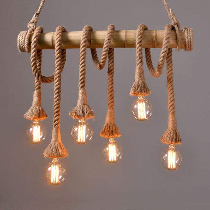 Vintage Rope And Bamboo Pendant Lights In Country Loft Nautical Style Distinct Designs London Ltd