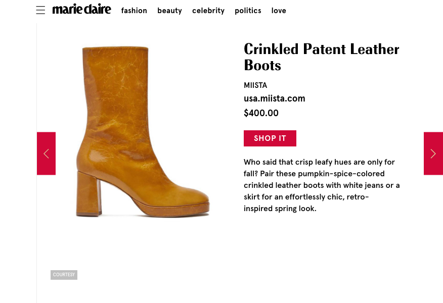 Carlota Indian Yellow featured in Marie Claire