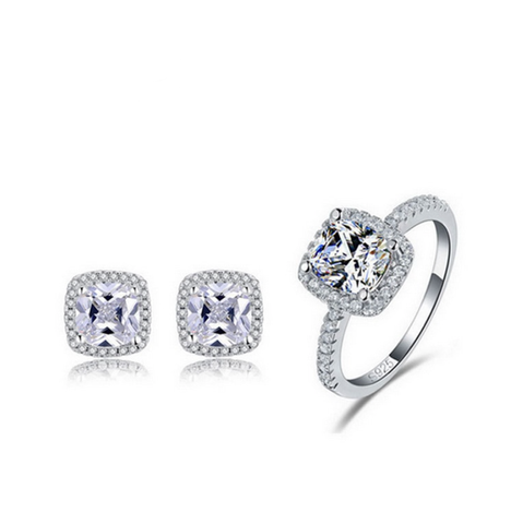 Halo Ring and Earring Gift Set