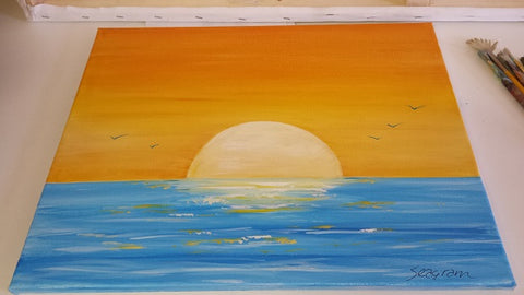 Acrylic sunset painting for beginners
