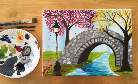 how to paint a bridge in autumn