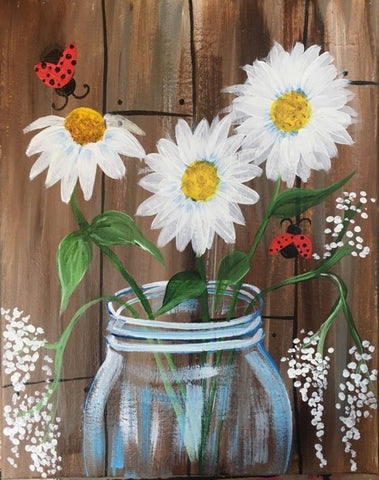 Daisies in a Jar painting