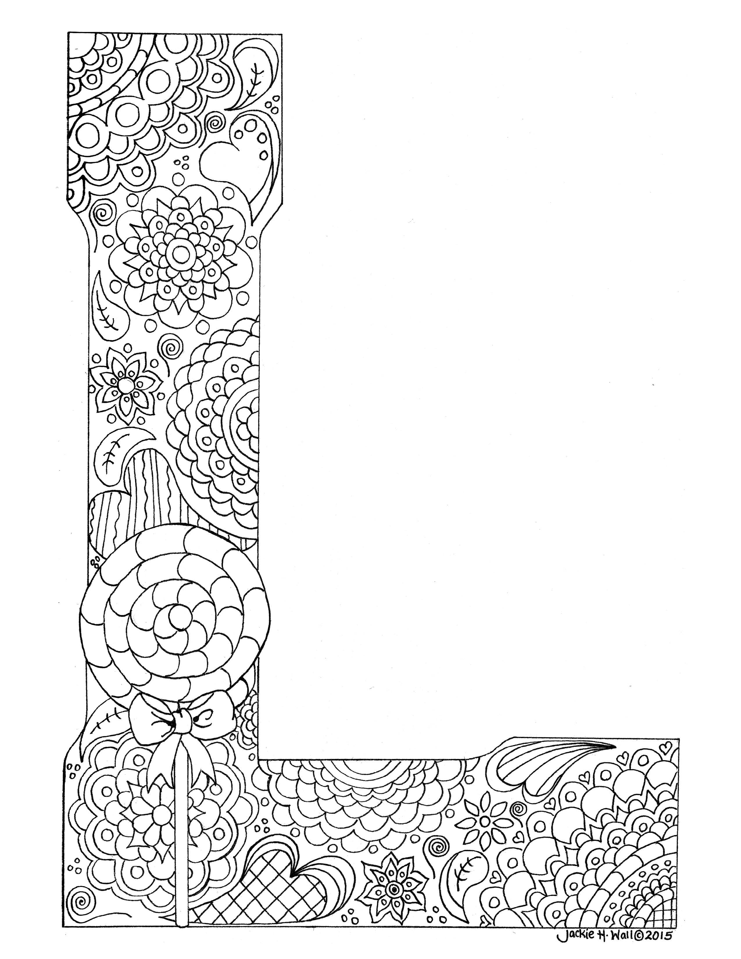 Letter L Colouring Page Jackie Wall Studio