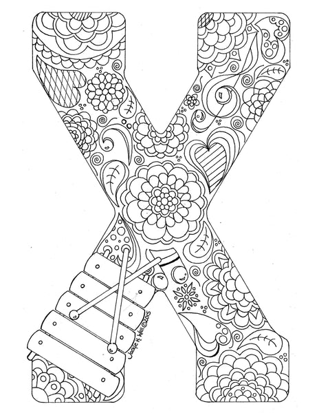 Download Letter X Colouring Page - Jackie Wall Studio