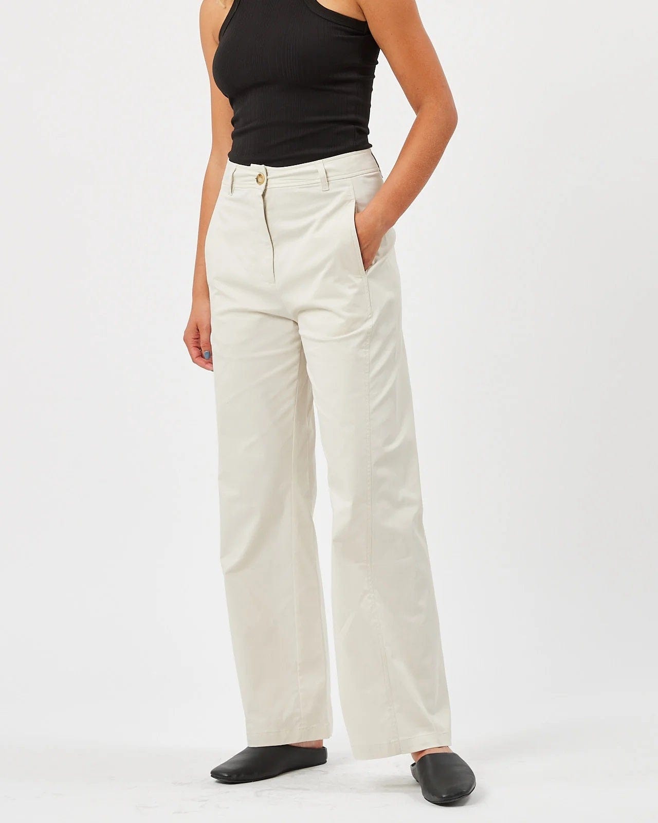 High Waisted Wool Trousers Beige – Gabucci