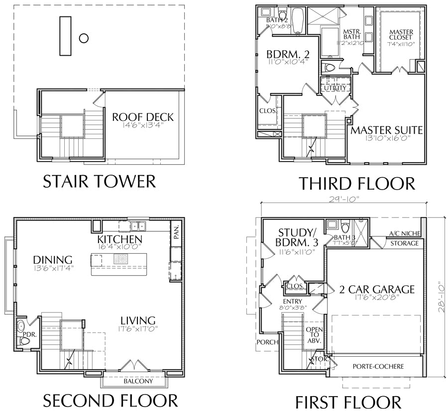  3  story  townhome plans  inner city modern townhouse  