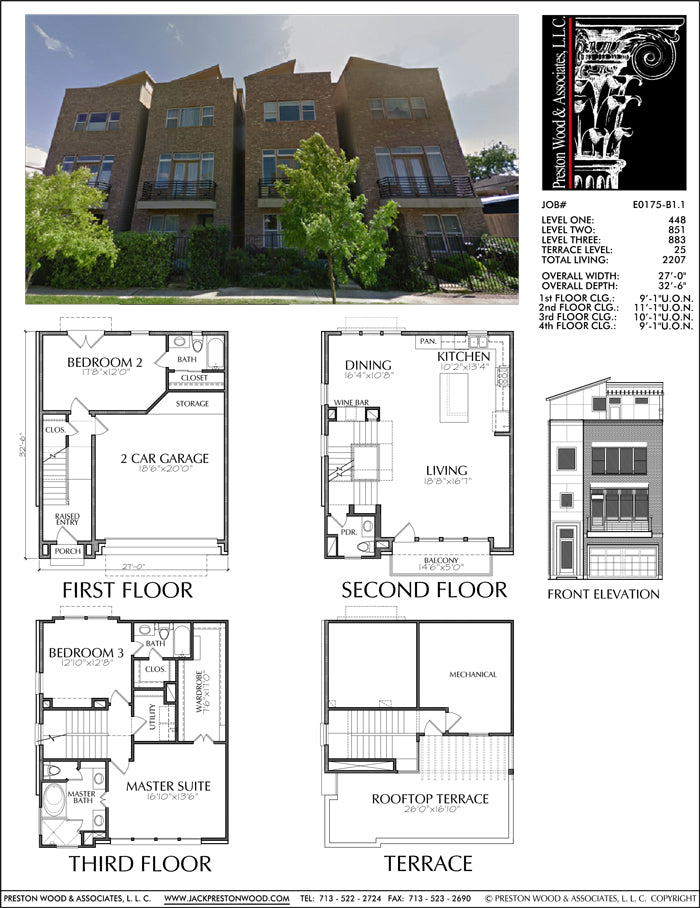 Townhomes, Townhouse Floor Plans, Urban Row House Plan