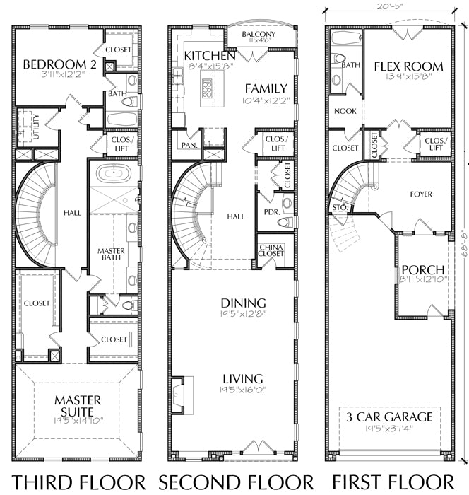 New Townhomes Plans, Narrow Townhouse Development Design, Brownstones ...