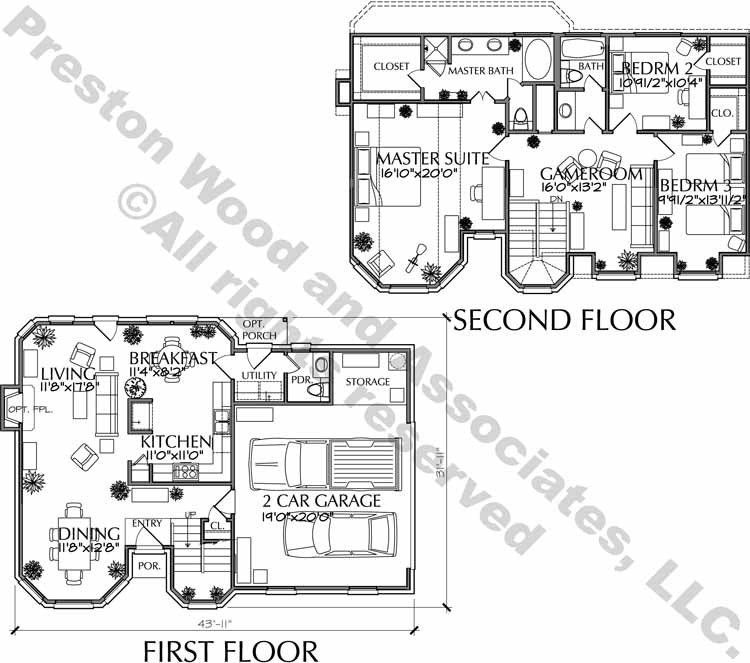 2 Story House Plan Residential Floor Plans Family Home 