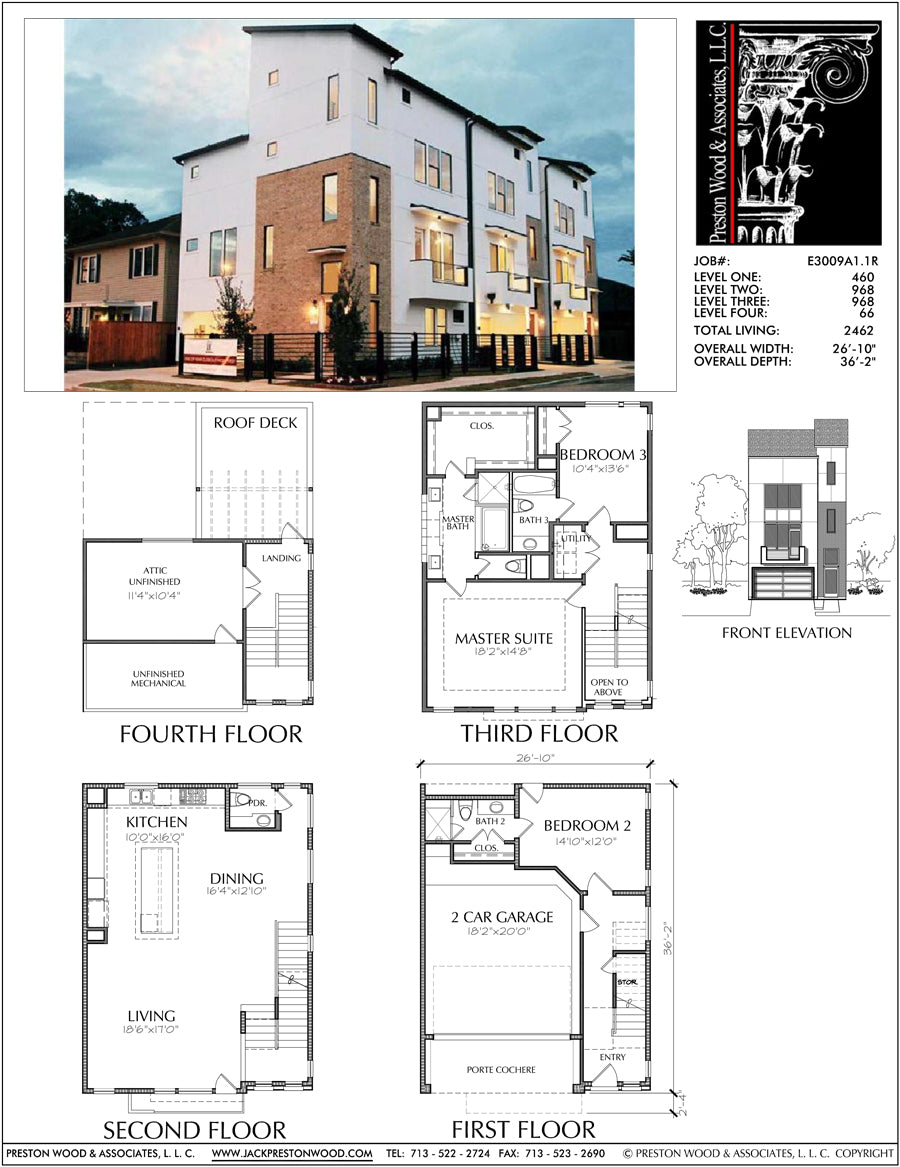 Floor Plans for Townhouses, Luxury Town Home Blueprints