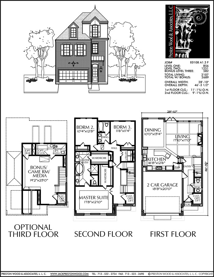 Floor Plans for Townhouses, Luxury Town Home Blueprints, Designers ...