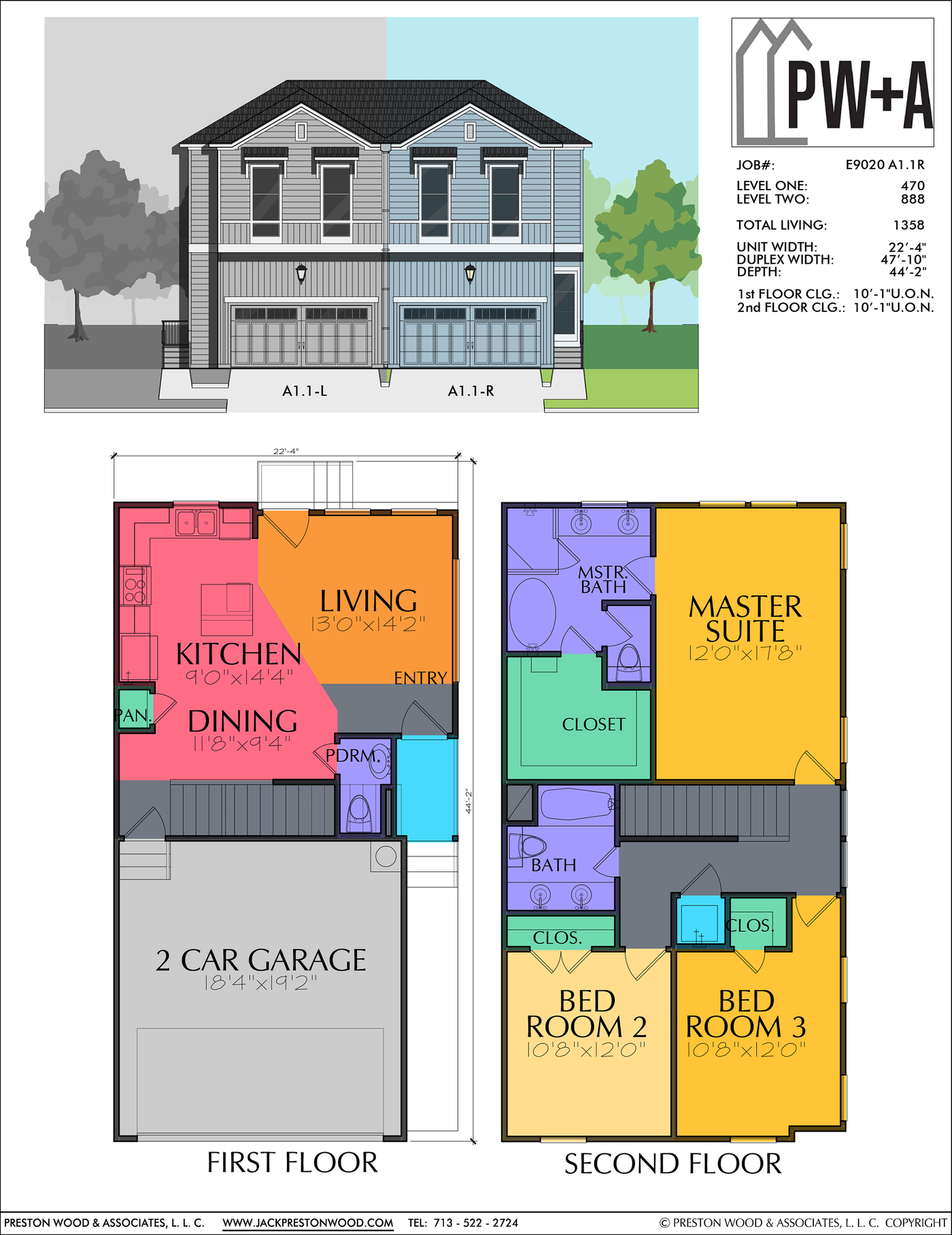 Affordable Duplex Home Plan Preston Wood & Associates