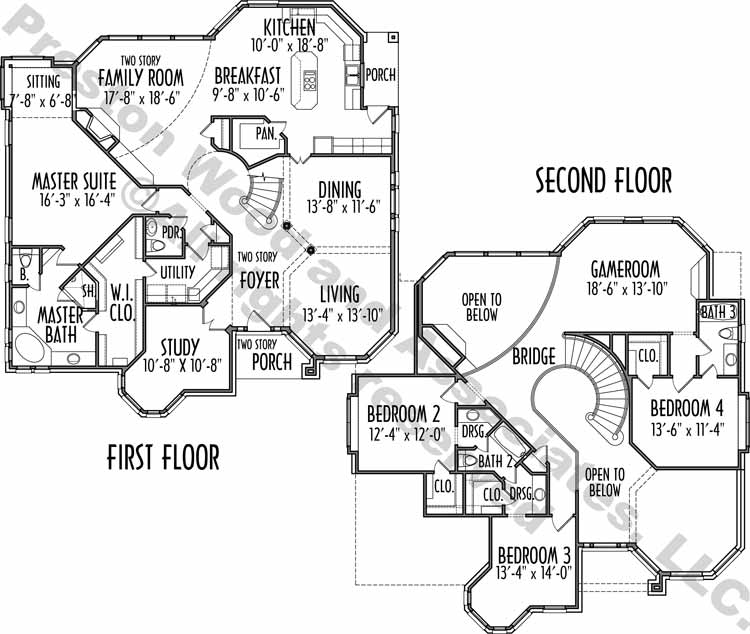 Unique Two Story House Plan Floor Plans For Large 2 Story Homes Desi Preston Wood And Associates 
