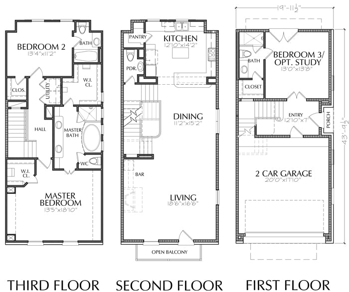 Floor Plans for Townhouses, Luxury Town Home Blueprints, Designers ...