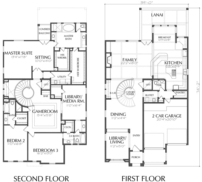 Unique Two  Story  House  Plan  Floor Plans  for Large 2  Story  