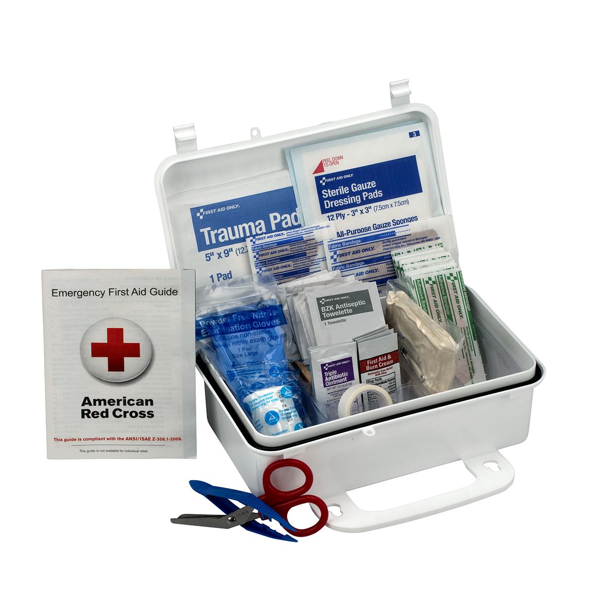 10 Person First Aid Kit, Plastic Case With Dividers - W-222-U - BRITE SAFETY